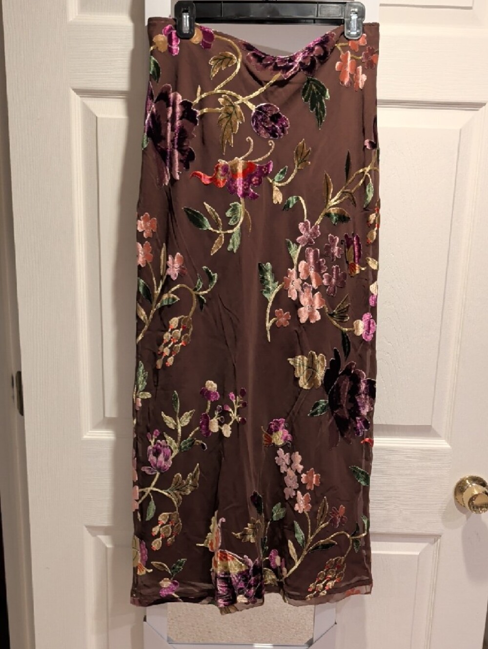 Free People Chocolate Brown Floral Embroidered Midi Skirt - Picture 3 of 5